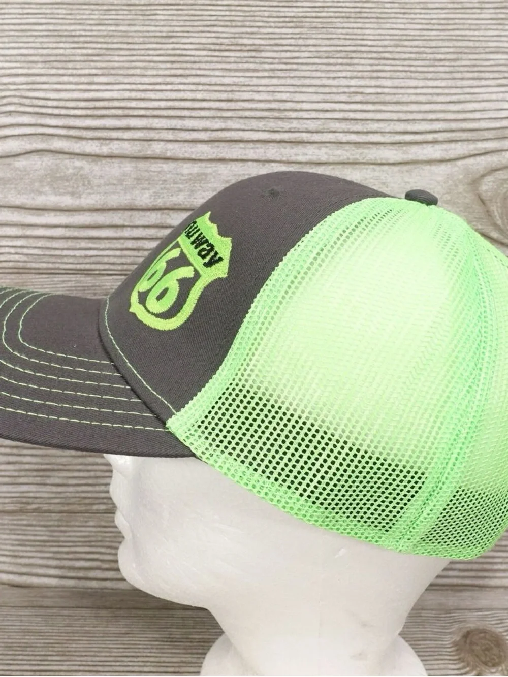 Kids Trucker Hat in Charcoal and Neon Green